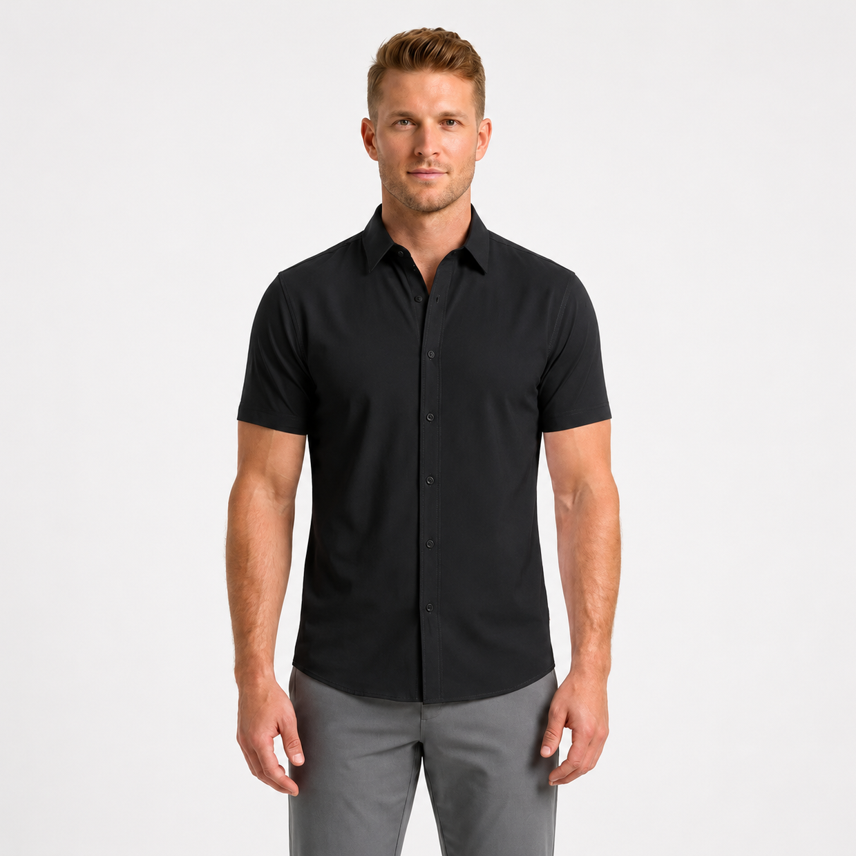 Men's Short-Sleeve Stretch Dress Shirt