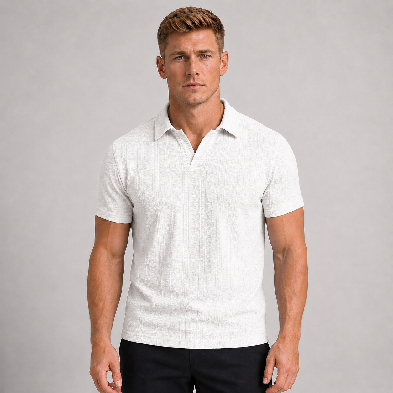 Men's Breathable Waffle Knit Polo