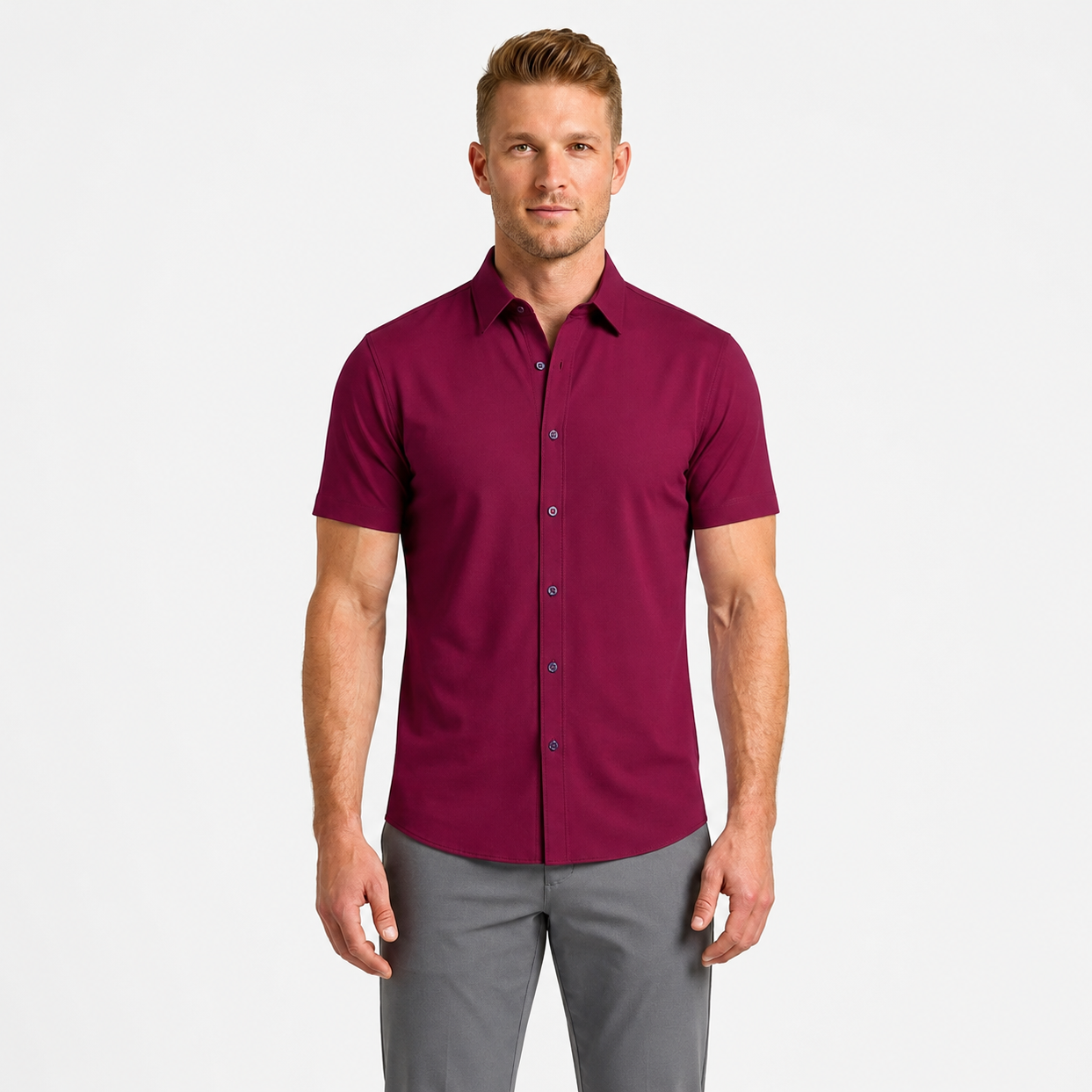 Men's Short-Sleeve Stretch Dress Shirt