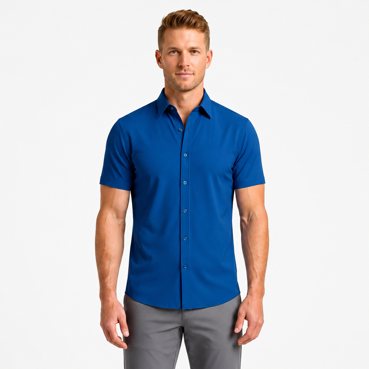 Men's Short-Sleeve Stretch Dress Shirt